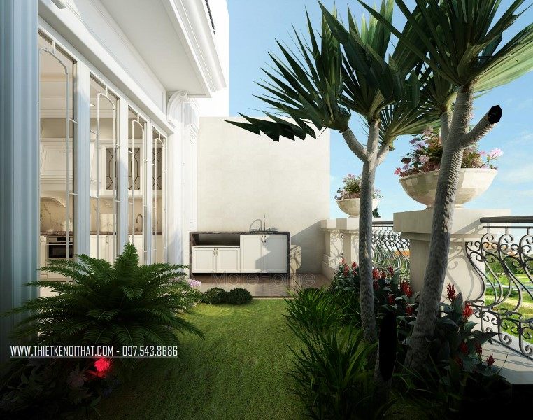 Thiết kế sảnh ngoài trời nhà liền kề khu đô thị Văn Quán